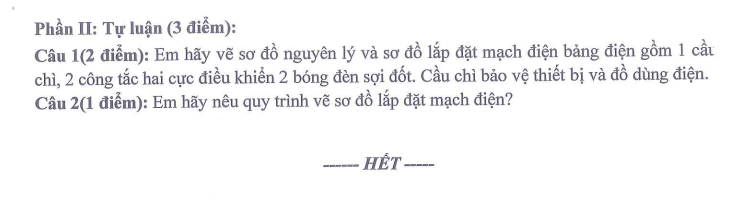 Đề thi Học kì 1 Công nghệ 9 năm 2025-2026 trường THCS Ngọc Lâm (Hà Nội)