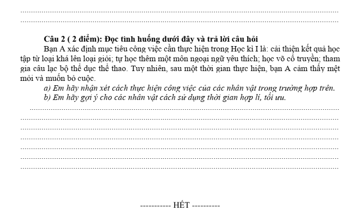 Đề thi Học kì 1 GDCD 9 năm 2025-2026 trường TH&THCS Tân Trung (Tp.HCM)