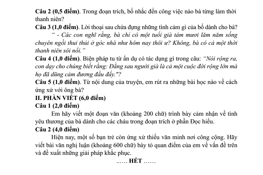 Đề thi Học kì 1 Văn 9 năm 2025-2026 trường THCS Hát Môn (Hà Nội)