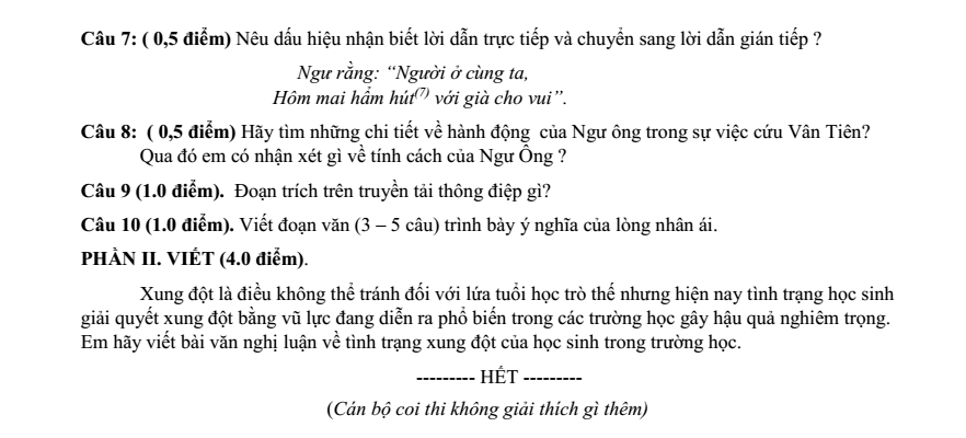 Đề thi Học kì 1 Văn 9 năm 2025-2026 trường THCS Nghĩa An (Nghệ An)