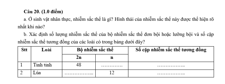Đề thi Học kì 2 KHTN 9 năm 2025-2026 trường THCS Xuân Trường (Tp.HCM)
