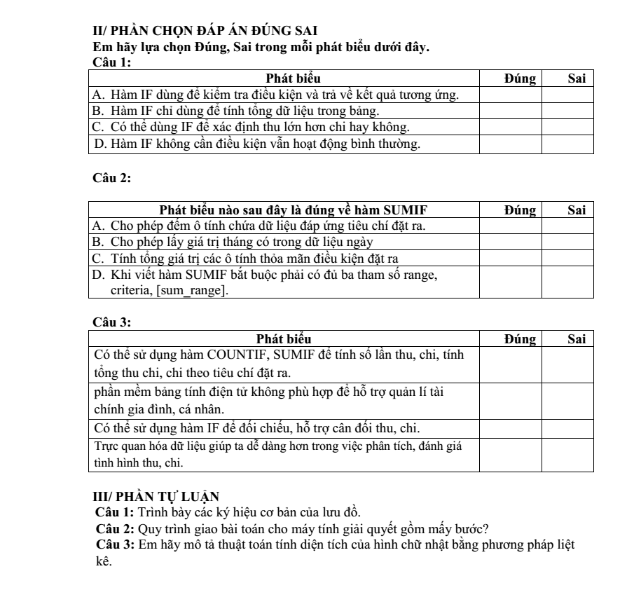 Đề thi Học kì 2 Tin học 9 năm 2025-2026 trường THCS Xuân Trường (Tp.HCM)