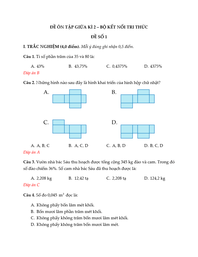20+ Đề thi Toán lớp 5 Giữa kì 2 Kết nối tri thức 2026 (tải nhiều)