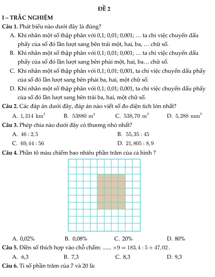 20+ Đề thi Toán lớp 5 Học kì 1 Cánh diều 2025 (tải nhiều)