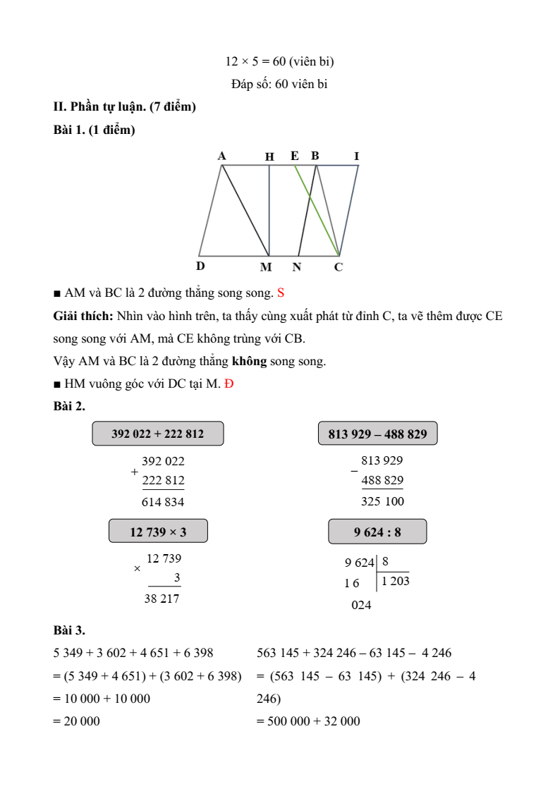 30 Đề thi Học kì 1 Toán lớp 4 Kết nối tri thức (có đáp án, cấu trúc mới)