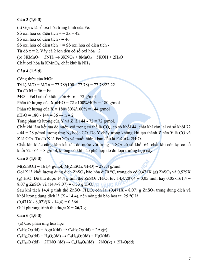 Đề minh họa Chuyên Hóa học vào lớp 10 trường Phổ thông Năng khiếu 2026