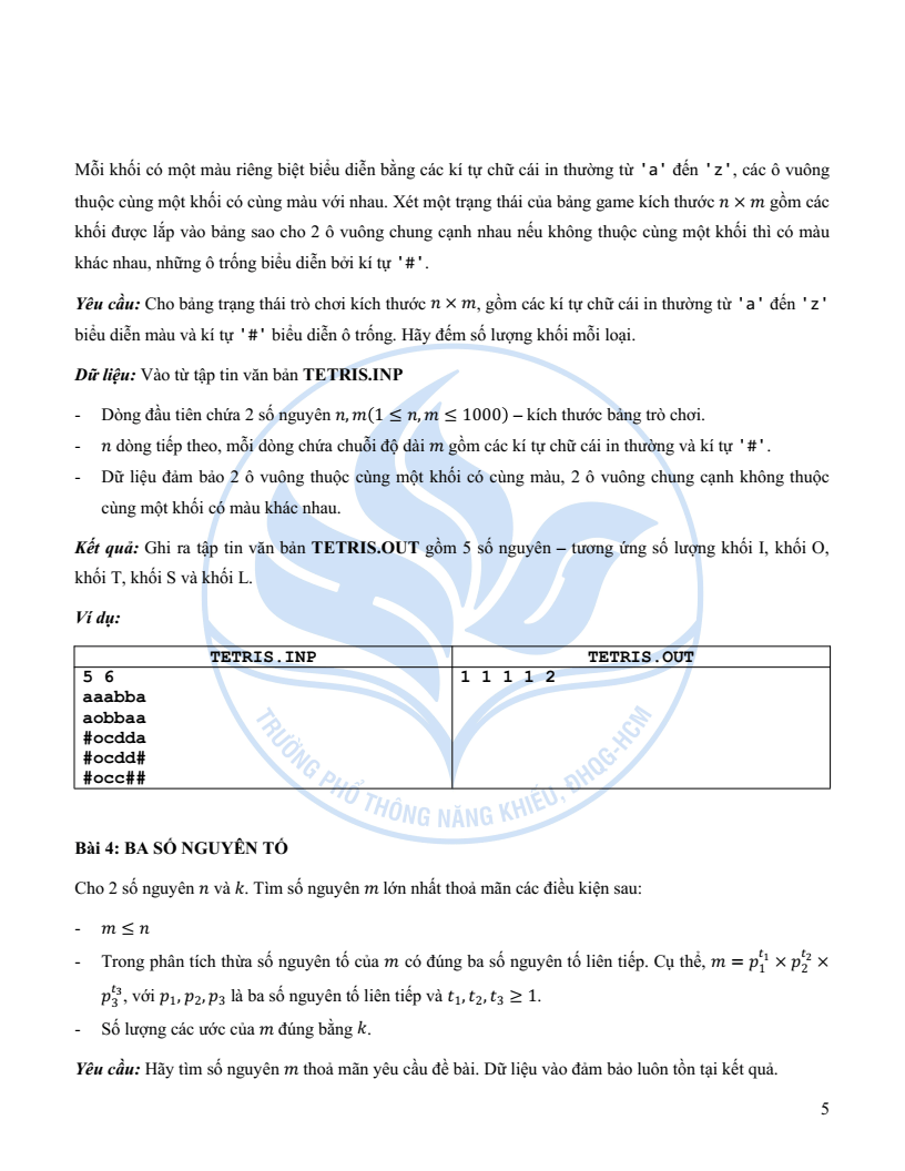 Đề minh họa Chuyên Tin học vào lớp 10 trường Phổ thông Năng khiếu 2026