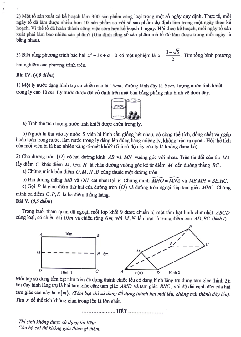 Đề minh họa Toán vào lớp 10 Hà Nội 2025