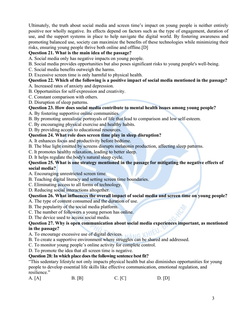 Đề minh họa vào lớp 10 trường Phổ thông Năng khiếu môn Tiếng Anh (không Chuyên) 2026