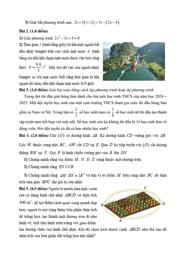 Đề thi thử Toán vào lớp 10 năm 2025 Phòng GD&ĐT Lạng Giang