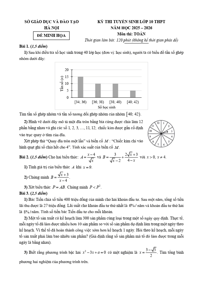 Đề thi thử Toán vào lớp 10 năm 2025 Sở GD&ĐT Hà Nội