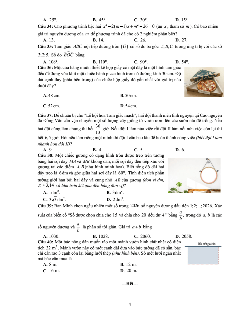 Đề thi thử Toán vào lớp 10 năm 2025-2026 Sở GD&ĐT Tuyên Quang