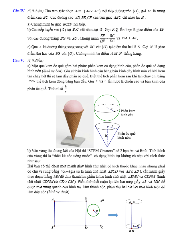 Đề thi thử Toán vào lớp 10 năm 2025-2026 trường THCS Quỳnh Phương (Hà Nội)