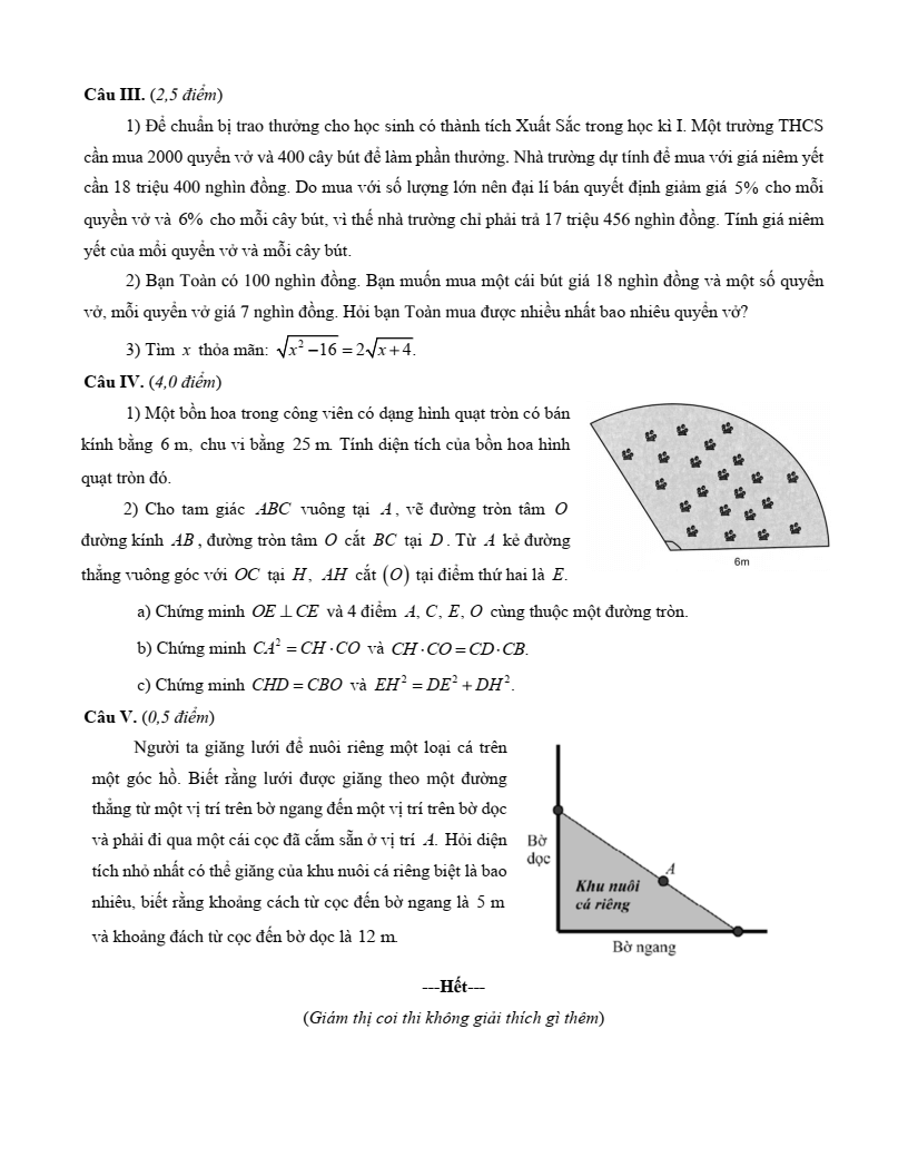 Đề thi thử Toán vào lớp 10 năm 2026 trường THCS Lê Lợi
