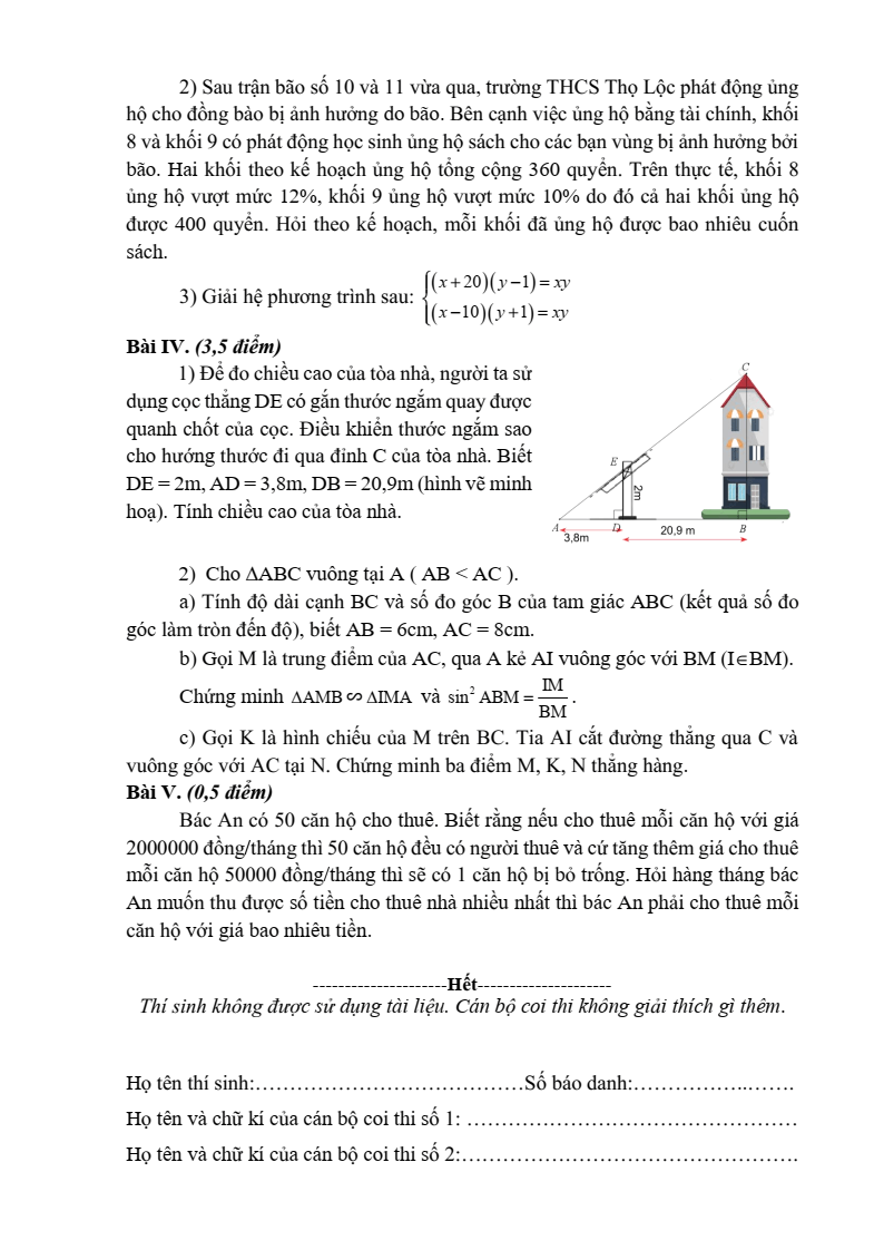 Đề thi thử Toán vào lớp 10 năm 2026 Trường THCS Thọ Lộc
