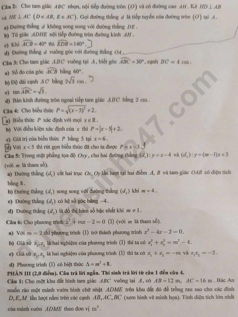 Đề chính thức thi Toán vào lớp 10 Đắk Nông năm 2025