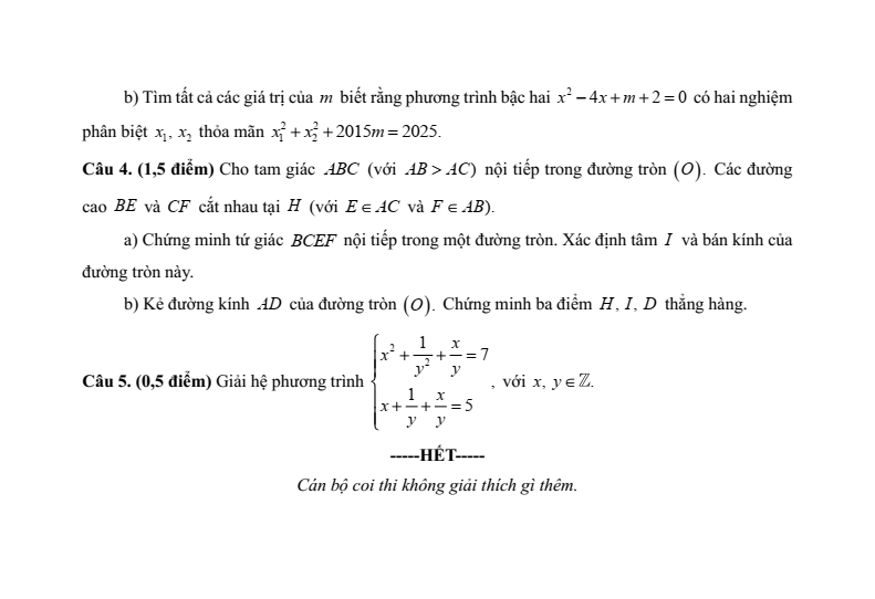 Đề thi tuyển sinh Toán vào lớp 10 Hậu Giang năm 2025