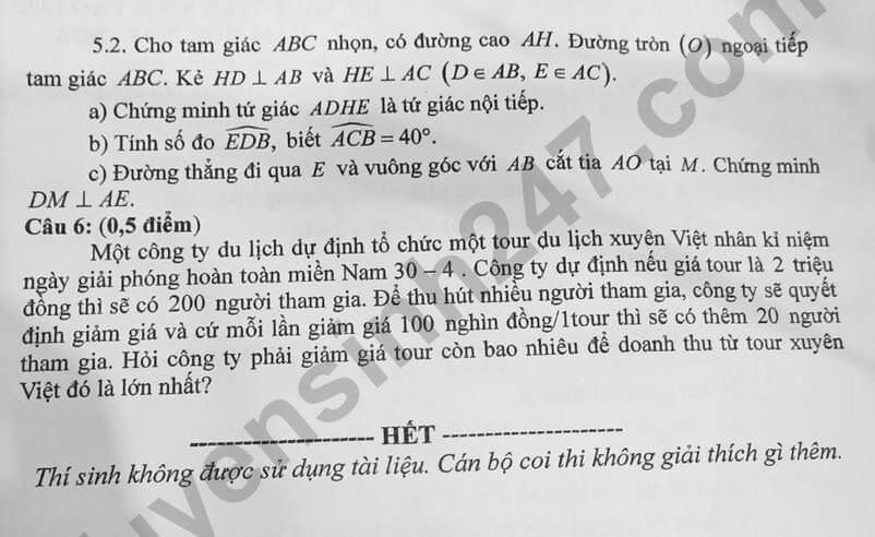 Đề chính thức thi Toán vào lớp 10 Lai Châu năm 2025