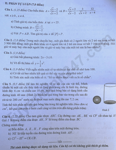 Đề chính thức thi Toán vào lớp 10 Sơn La năm 2025