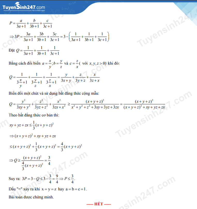 Đề thi Toán chung vào 10 THPT Chuyên Lê Hồng Phong (Nam Định) năm 2024 (đề 2) (có đáp án)