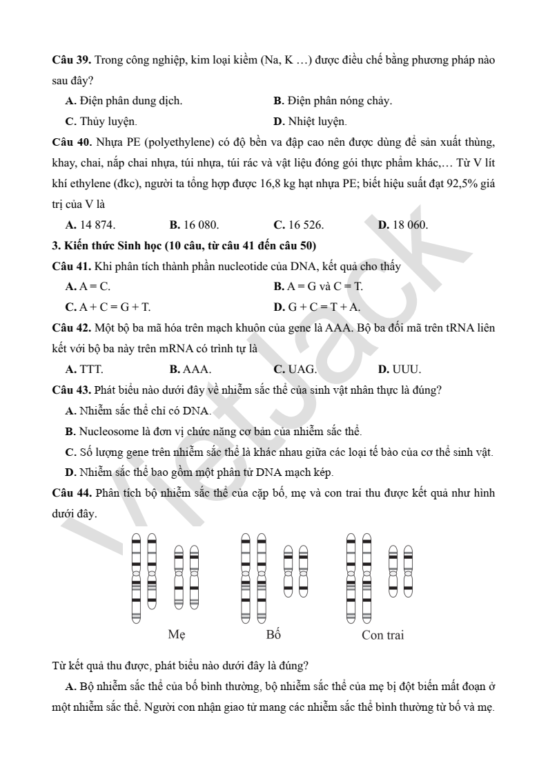 5 Đề thi vào lớp 10 tổ hợp theo cấu trúc Sơn La