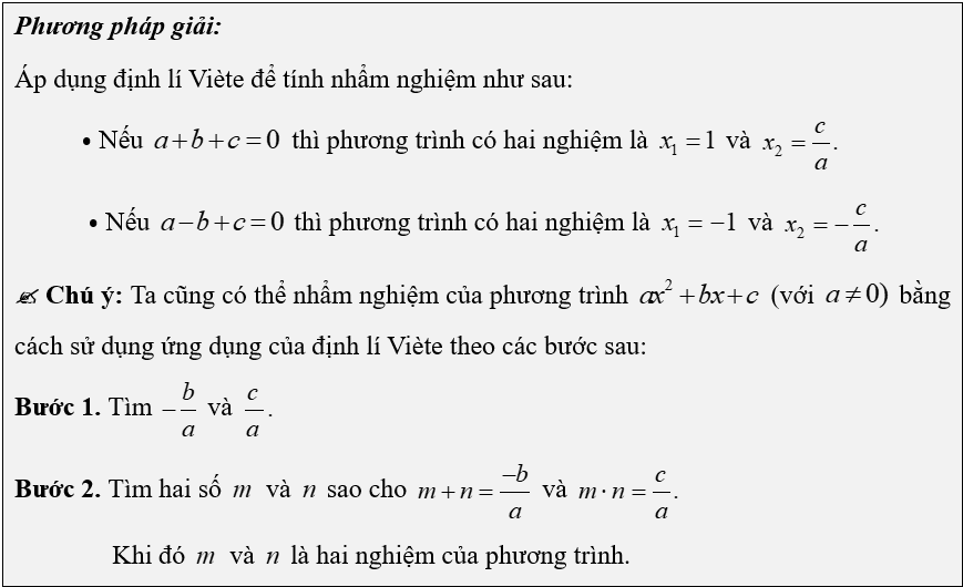 (Ôn thi Toán vào 10) Định lí Viète và ứng dụng