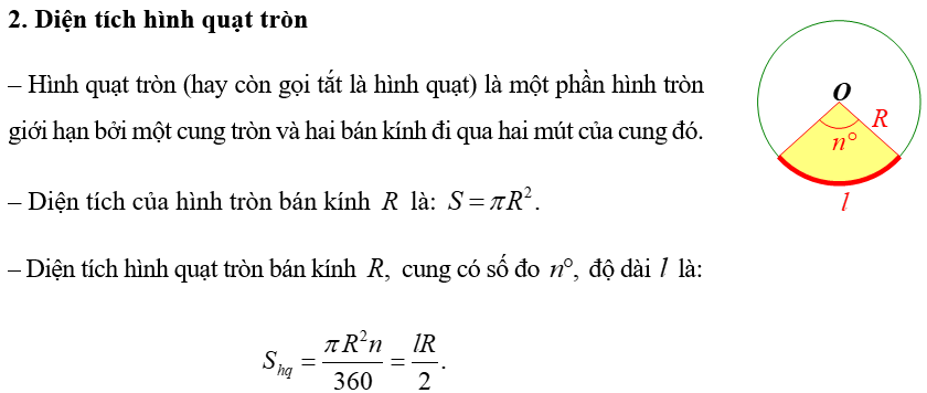 (Ôn thi Toán vào 10) Độ dài cung tròn, diện tích hình quạt tròn, diện tích hình vành khuyên