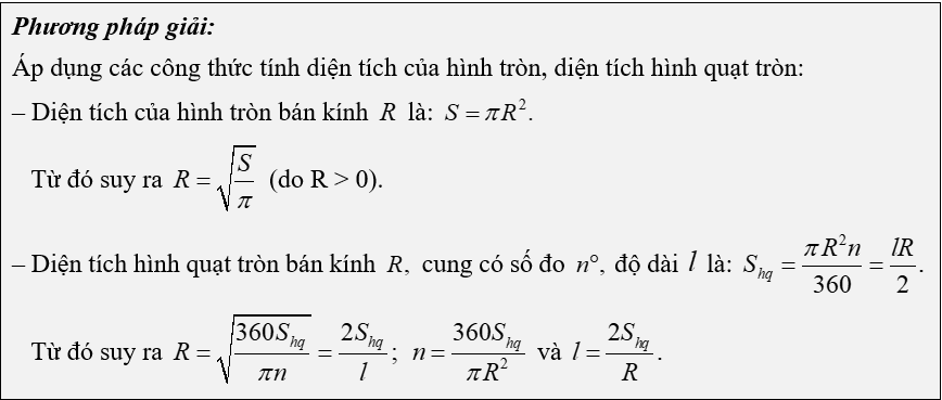 (Ôn thi Toán vào 10) Độ dài cung tròn, diện tích hình quạt tròn, diện tích hình vành khuyên