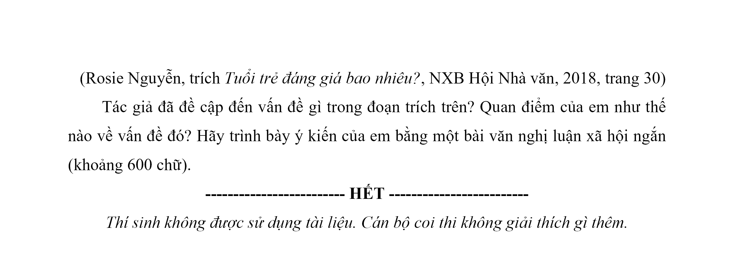 Đề minh họa Văn vào lớp 10 năm 2025 Phòng GD&ĐT Tân Phú