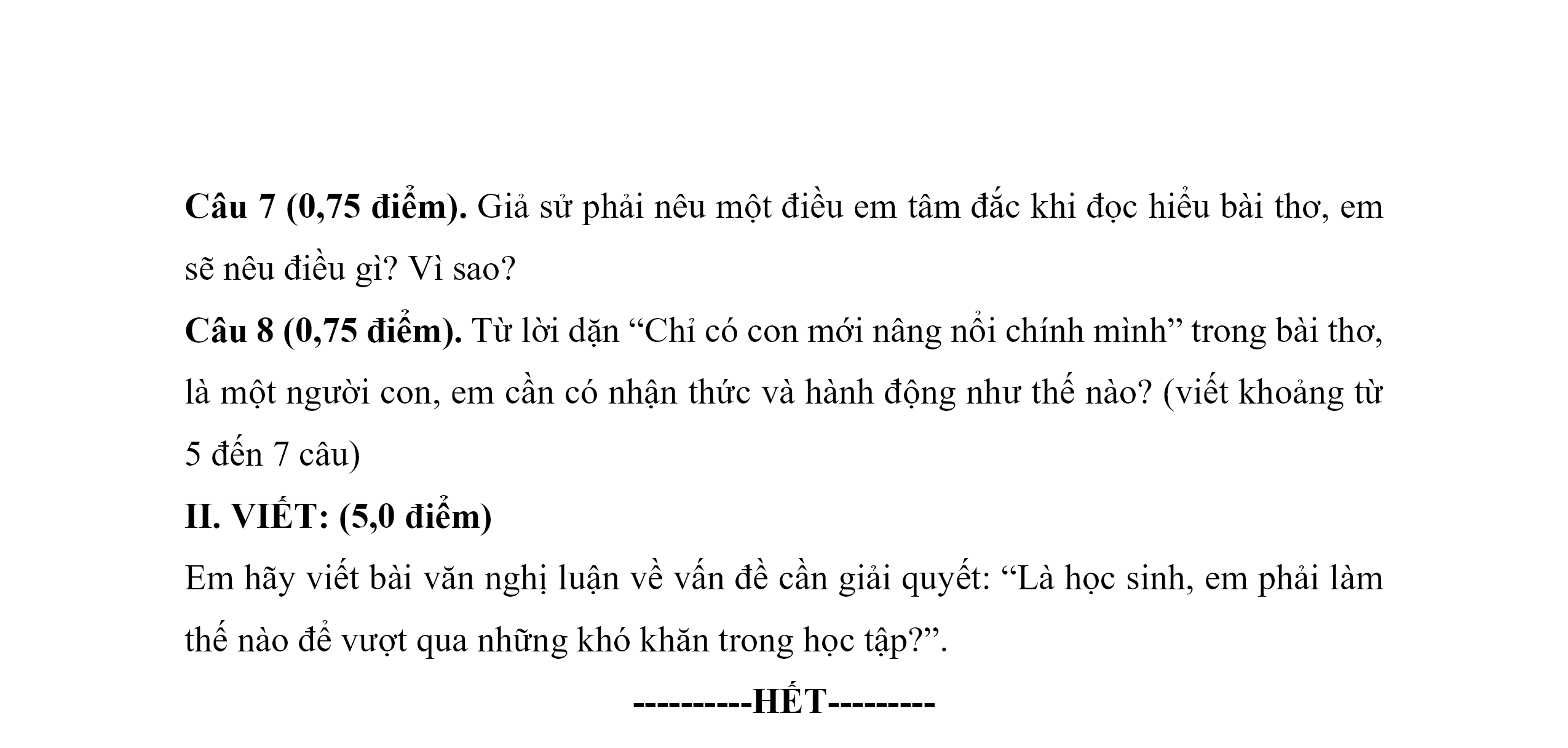 Đề minh họa Văn vào lớp 10 năm 2025 Sở GD&ĐT Quảng Nam