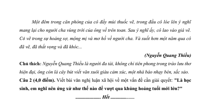 Đề thi thử Văn vào lớp 10 năm 2025 trường THCS Bắc Sơn