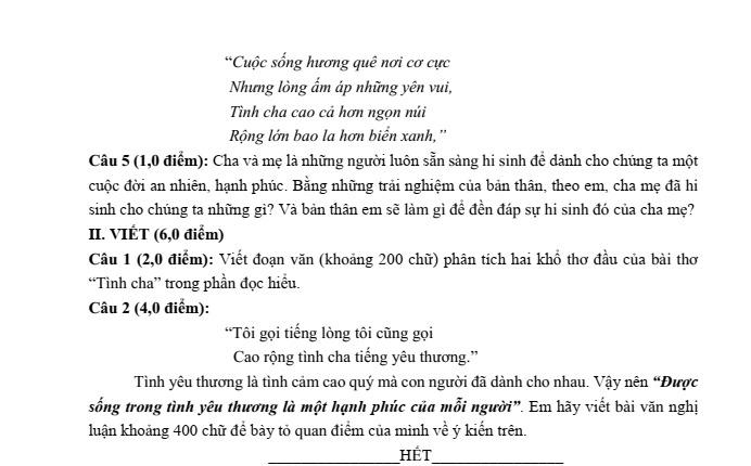 Đề thi thử Văn vào lớp 10 năm 2025 trường THCS Mai Dịch