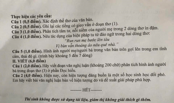 đề thi tuyển sinh Văn vào lớp 10 năm 2025 Chuyên Kiên Giang (Đề 1)
