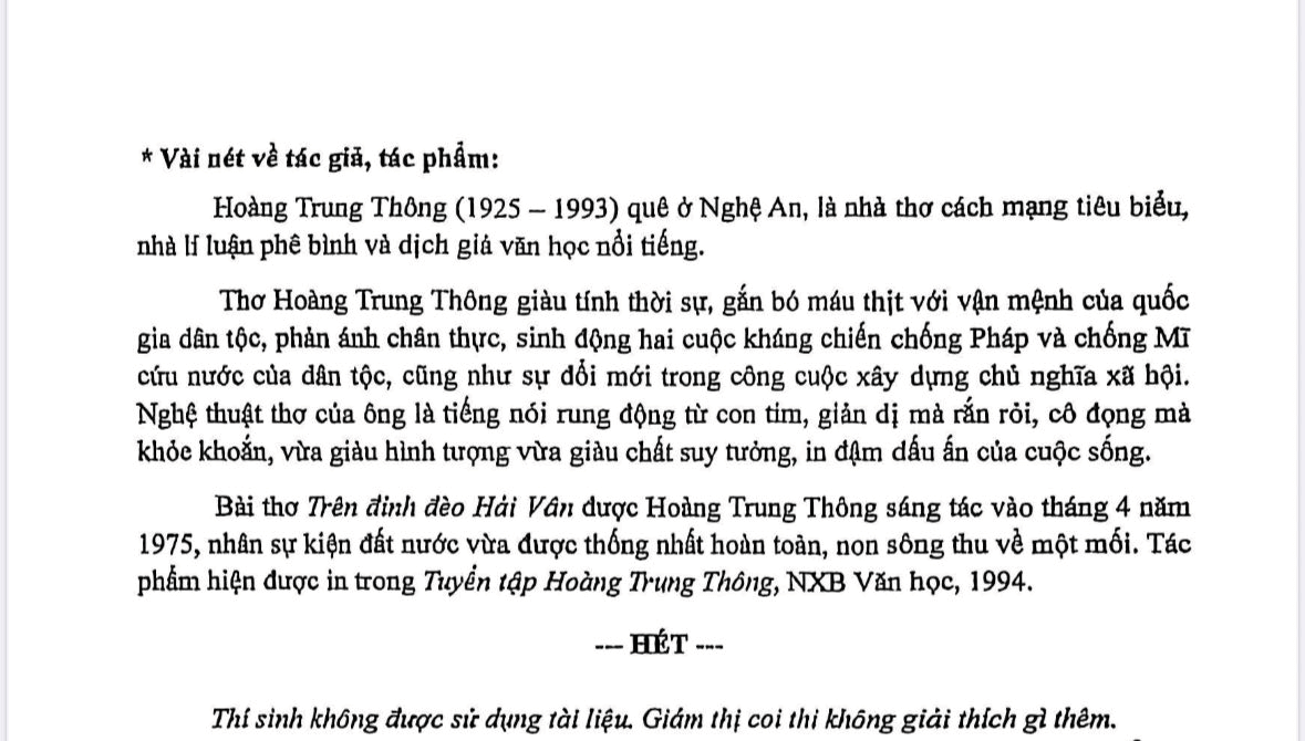đề thi tuyển sinh Văn vào lớp 10 năm 2025 Chuyên Long An