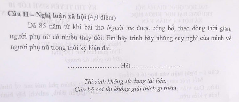 đề thi tuyển sinh Văn vào lớp 10 Chuyên trường THPT Chuyên Khoa học xã hội và nhân văn năm 2025