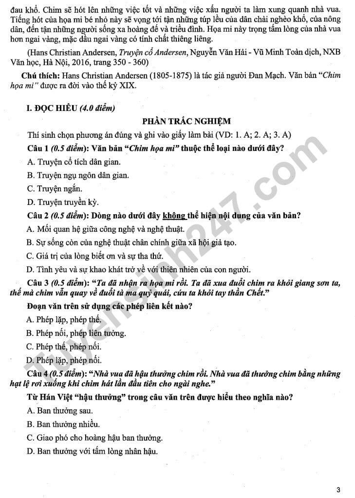 Đề chính thức thi Văn vào lớp 10 (không chuyên) trường Phổ thông năng khiếu Tp.HCM năm 2025