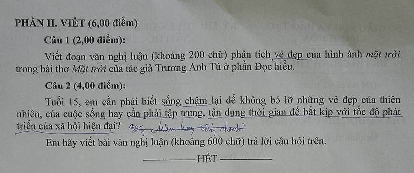 Đề chính thức thi Văn vào lớp 10 Khánh Hòa năm 2025