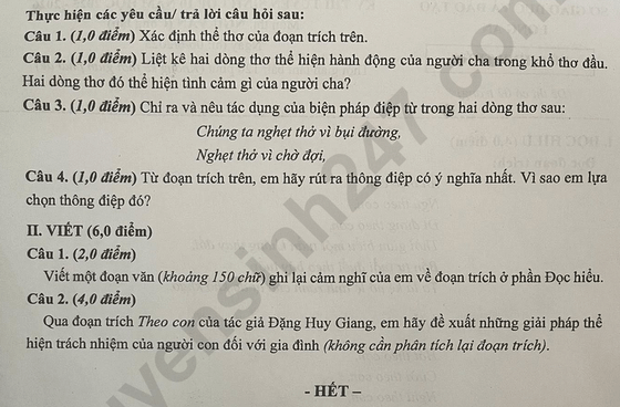 Đề chính thức thi Văn vào lớp 10 Long An năm 2025
