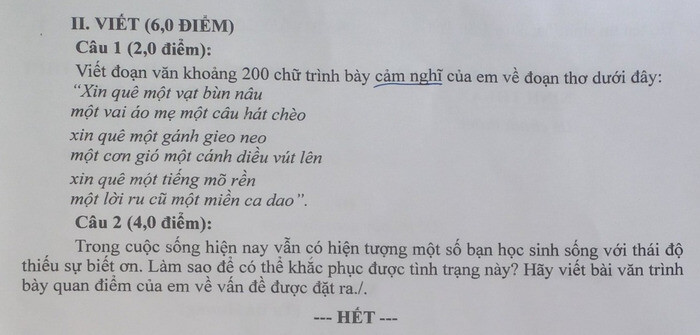 Đề chính thức thi Văn vào lớp 10 Ninh Thuận năm 2025