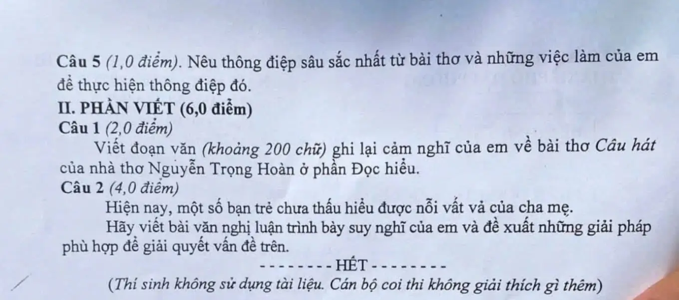 Giải Đề tuyển sinh vào lớp 10 Văn Hải Phòng năm 2026