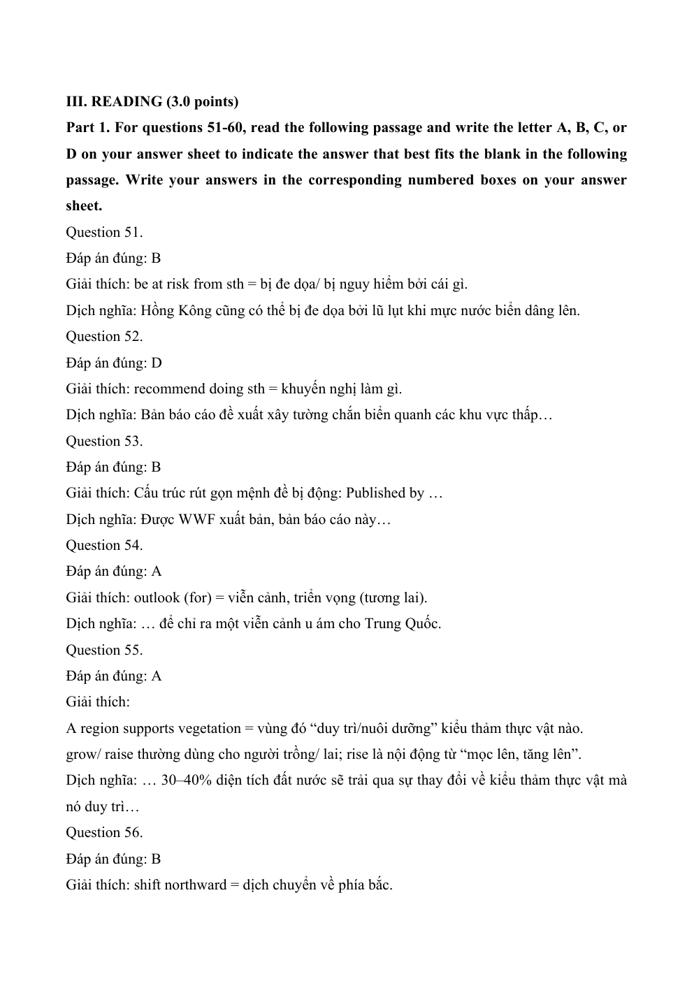 Đề minh họa Tiếng Anh vào lớp 10 Phú Thọ (Chuyên) năm 2026