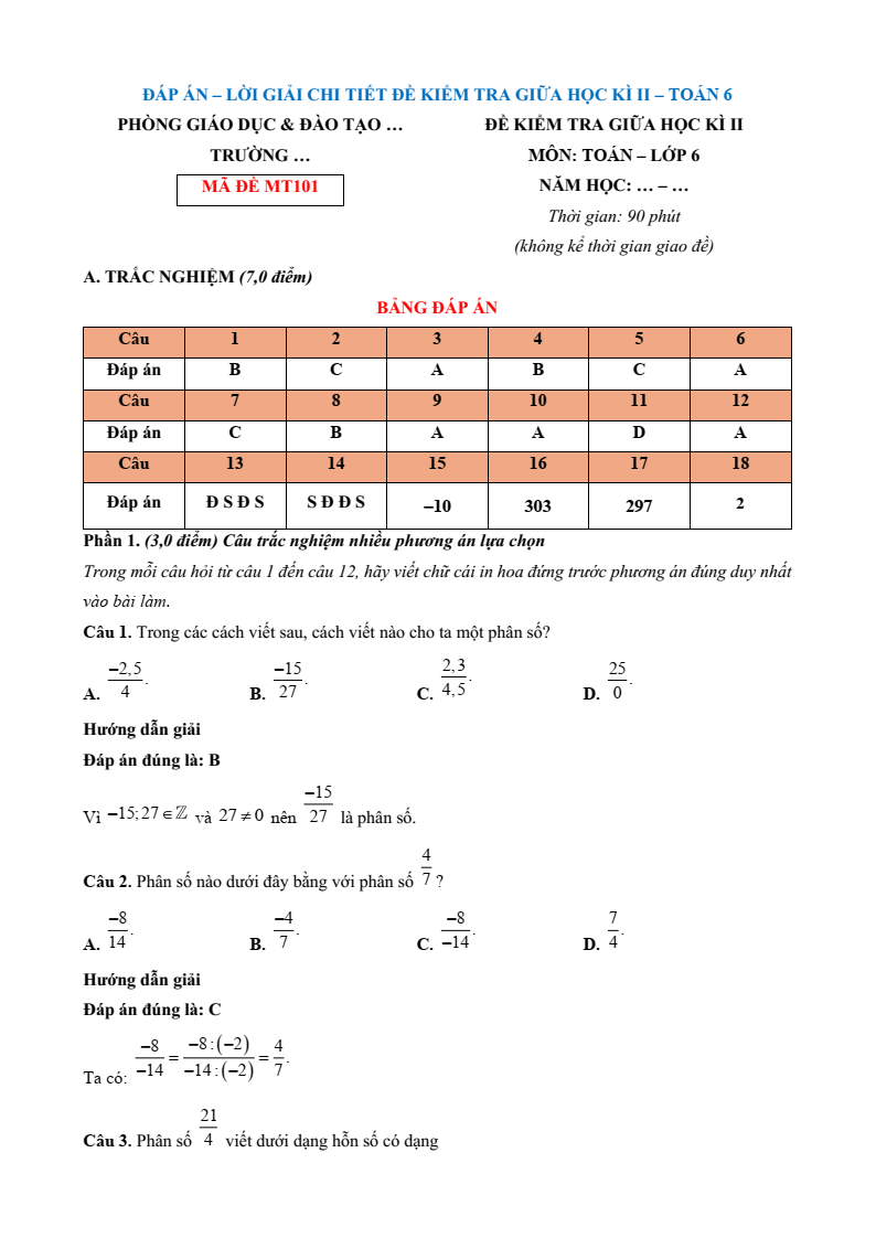 15+ Đề thi Giữa kì 2 Toán 6 Kết nối tri thức năm 2026 (có đáp án)
