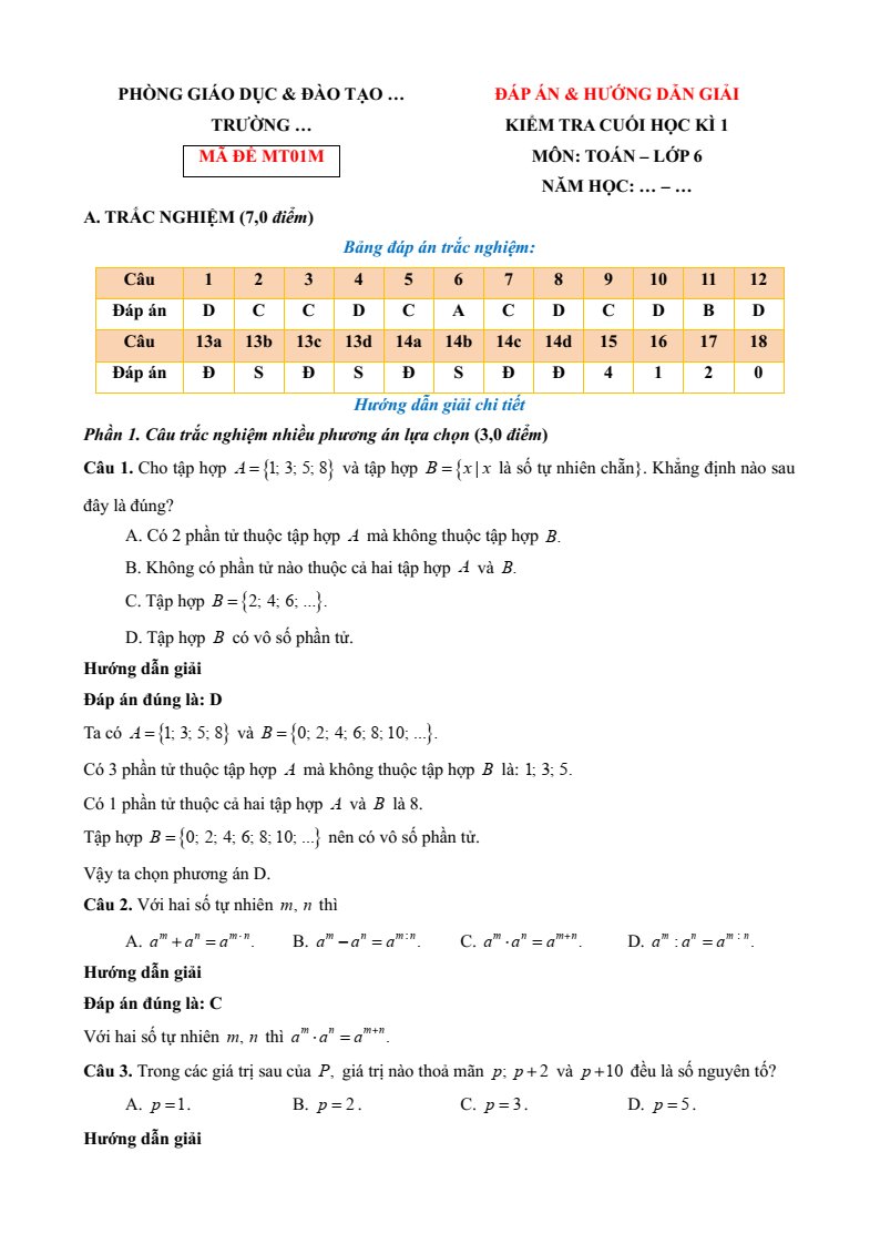 25 Đề thi Cuối kì 1 Toán 6 Cánh diều năm 2025 (có đáp án)