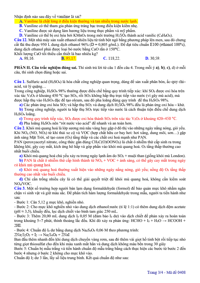 Đề thi học sinh giỏi Hóa học 12 Liên trường THPT (Nghệ An) năm 2025-2026