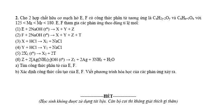 Đề thi học sinh giỏi Hóa học 12 Sở GD&ĐT Hà Nội năm 2025