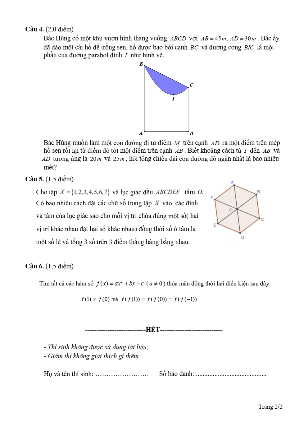 Đề thi học sinh giỏi Toán 10 sở GD&ĐT Hà Tĩnh năm 2025-2026