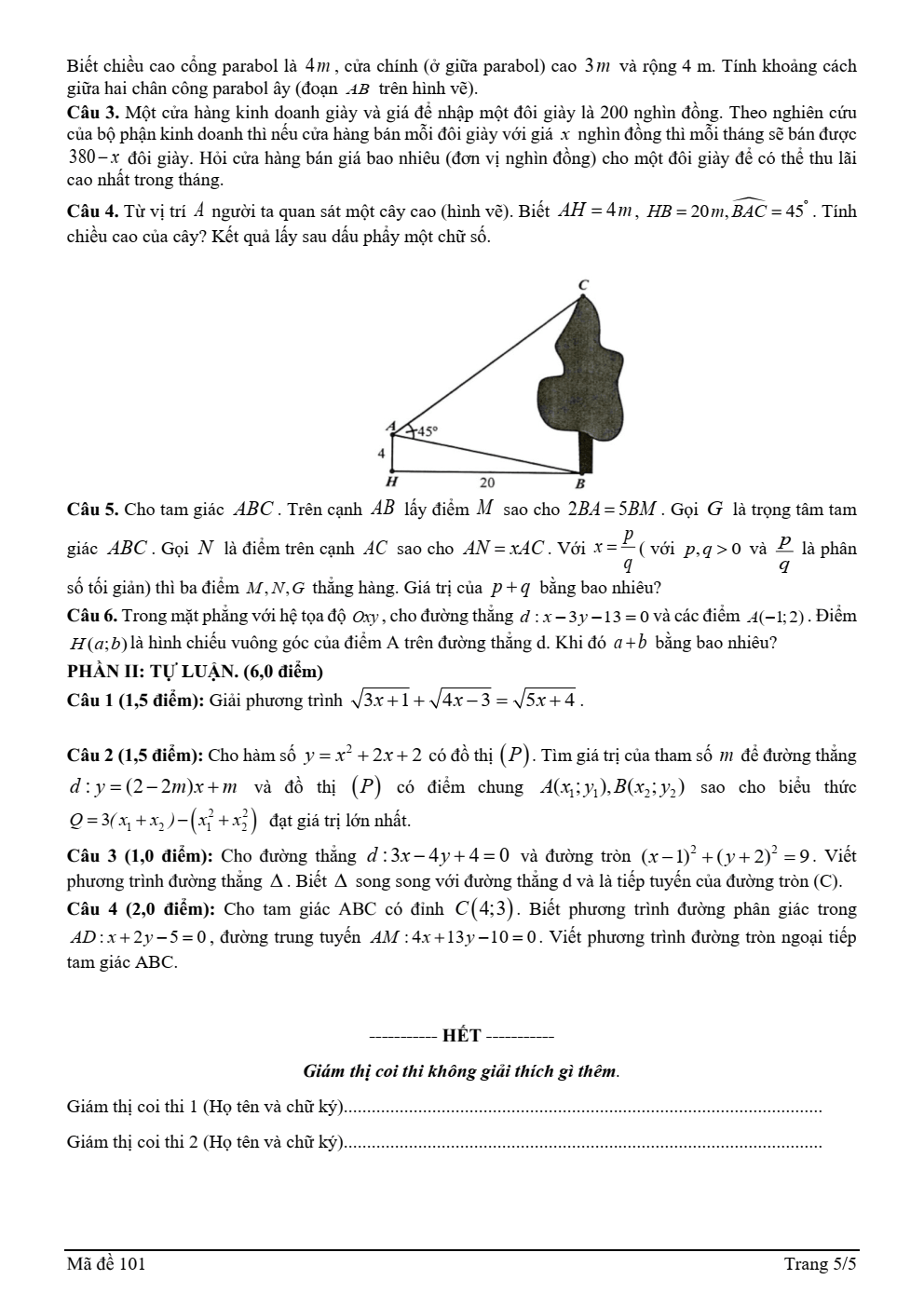 Đề thi học sinh giỏi Toán 10 trường THPT Bố Hạ (Bắc Giang) năm 2024-2025