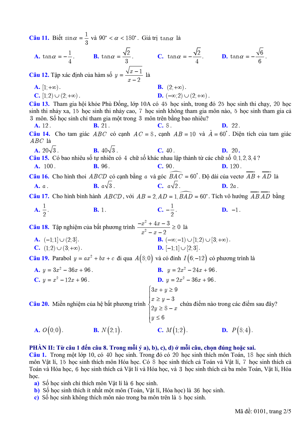 Đề thi học sinh giỏi Toán 10 trường THPT Thuận Thành 1 (Bắc Ninh) năm 2025-2026