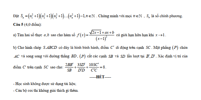 Đề thi học sinh giỏi Toán 11 trường THPT Quảng Trị (Quảng Trị) năm 2025-2026