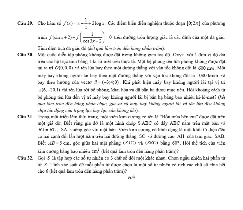 Đề thi học sinh giỏi Toán 12 Sở GD&ĐT Thanh Hóa năm 2025-2026